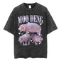 Cute Hippo Moo Deng Rap Vintage Oversized Cotton T-Shirt