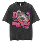 Cute Hippo Moo Deng Rap Vintage Oversized Cotton T-Shirt