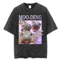 Cute Hippo Moo Deng Rap Vintage Oversized Cotton T-Shirt