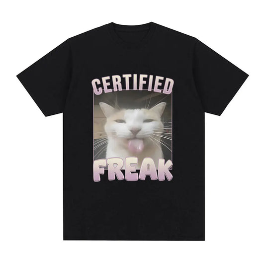 Certified Freak Funny Cat Meme Vintage Oversized T-Shirt