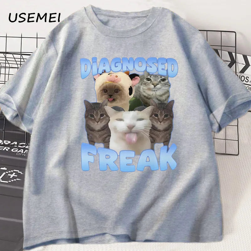 Diagnosed Freak Funny Cat Meme Unisex T-Shirt