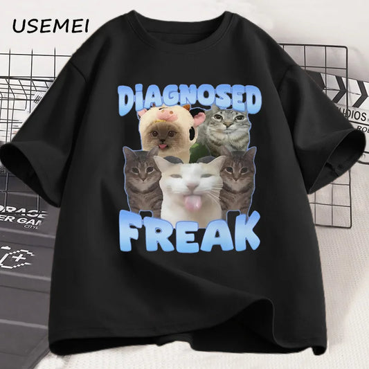 Diagnosed Freak Funny Cat Meme Unisex T-Shirt