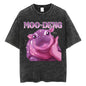 Cute Hippo Moo Deng Rap Vintage Oversized Cotton T-Shirt