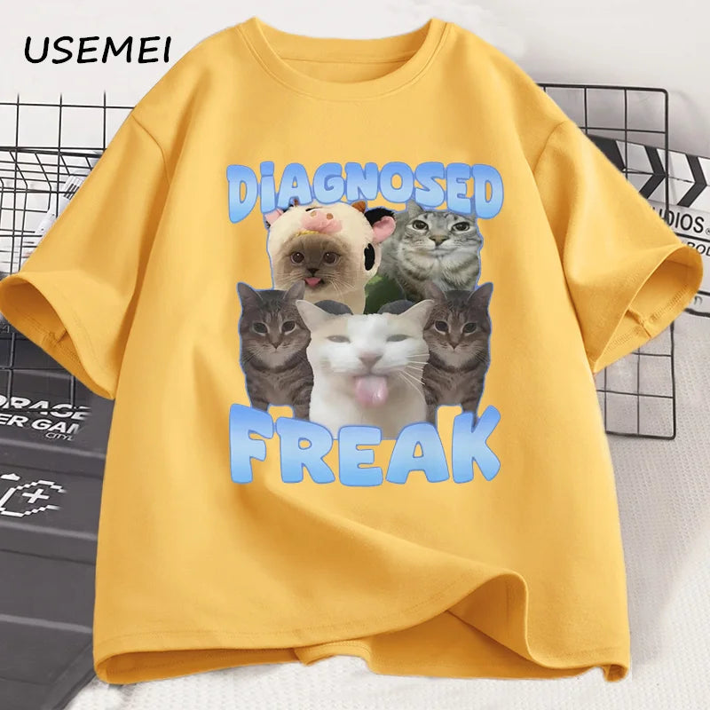 Diagnosed Freak Funny Cat Meme Unisex T-Shirt