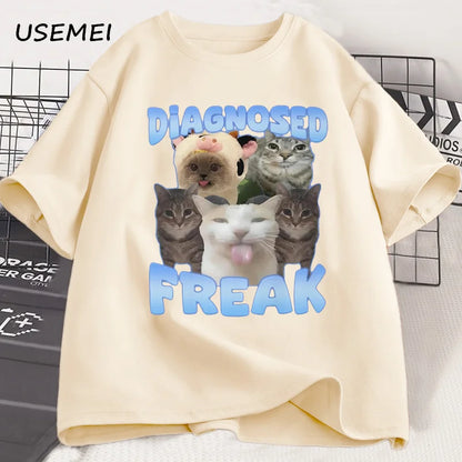 Diagnosed Freak Funny Cat Meme Unisex T-Shirt